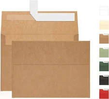 A7 Brown Kraft Envelopes Self Seal 100 Pack 120 GSM，Printable 5x7 Envelopes f...