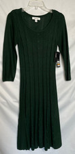 Sweater Dress Women’s Size 2 Nine West Cable Knit Green 3/4 sleeves NWT