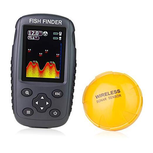 Portable Rechargeable Fish Finder Wireless Sonar Sensor Fishfinder Depth Black
