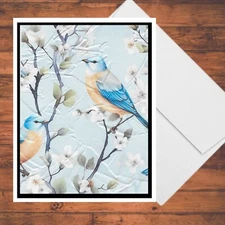 Pretty Birds Botanical DIY Embossed Handmade A2 Card Kit Set of 6 w/Envelopes