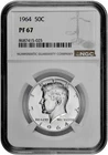1964 50C Silver Proof Kennedy Half Dollar NGC Graded PF 67 in New Holder