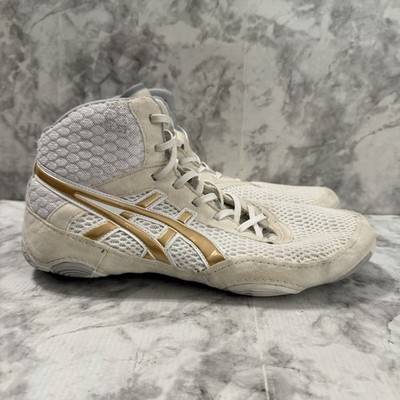 ASICS Matblazer  Wrestling Shoes Womens 10 White Gold High Athletic Sneakers