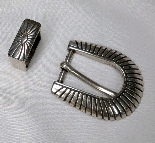 Women Belt Buckle .75" Pin Simple Stripes Metal DIY Leathercraft Accessories