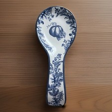 Grace Mitchell At Home Ceramic Spoon Rest Blue White Pumpkin Toile Farmhouse