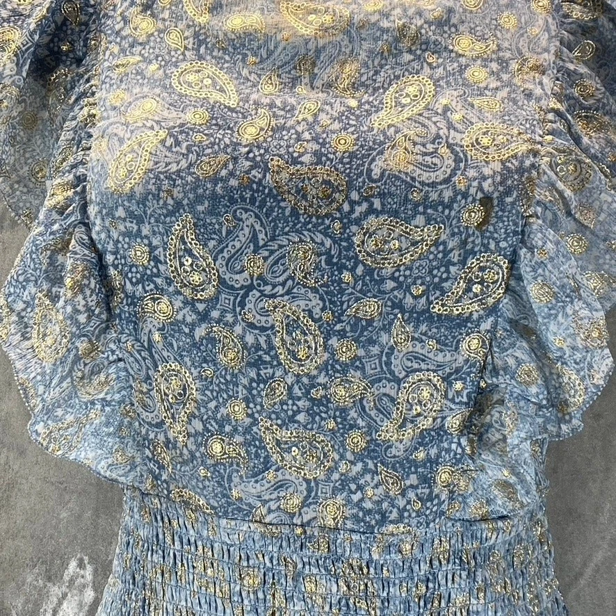 Abito donna MICHAEL MICHAEL KORS Petite Chambray Paisley con volant a fumè TG P M