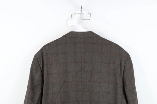 Johnston & Murphy Mens XL 3 Button Suit Coat Blazer Jacket Coat Brown Plaid image 19