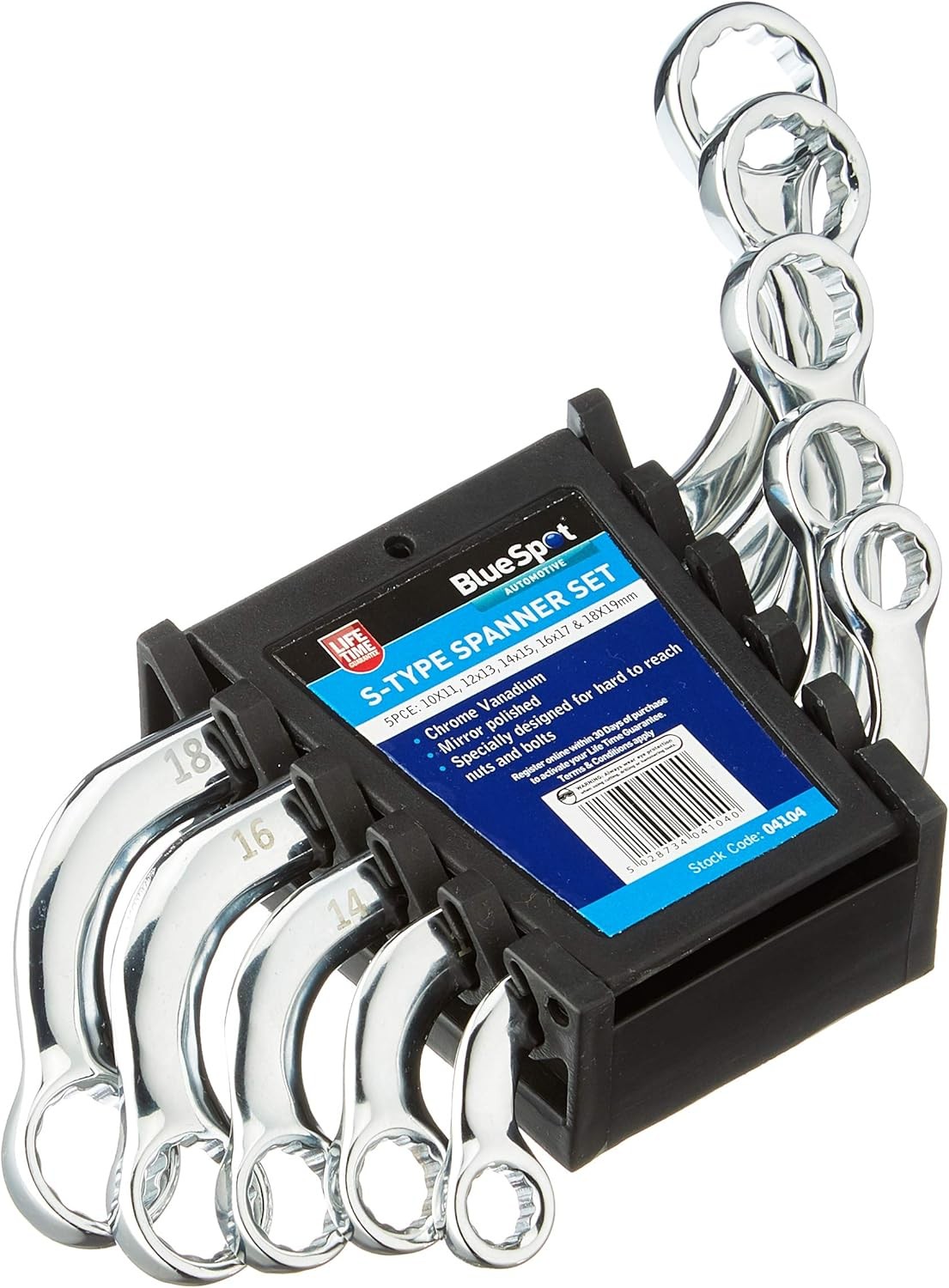 BlueSpot Metric S-Type Spanner Set 10-19mm (5 Pieces)