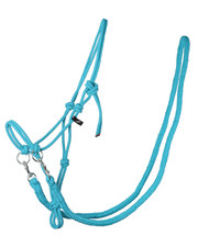Rope halter with reins FULL SIZE SKY BLUE
