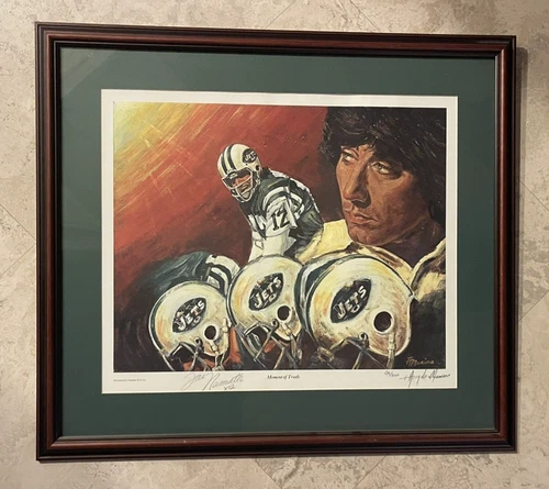 JOE NAMATH x12 AUTOGRAPHED FRAMED & MATTED 26x29 LITHOGRAPH NEW YORK JETS 98/300