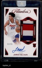 2024-25 Panini Flawless #VPA-JMP Jared McCain Vertical Patch Auto Ruby #/15