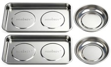 4-piece Large Magnetic Parts Tray Set Stainless Steel Heavy Duty 9.5 W X 5....