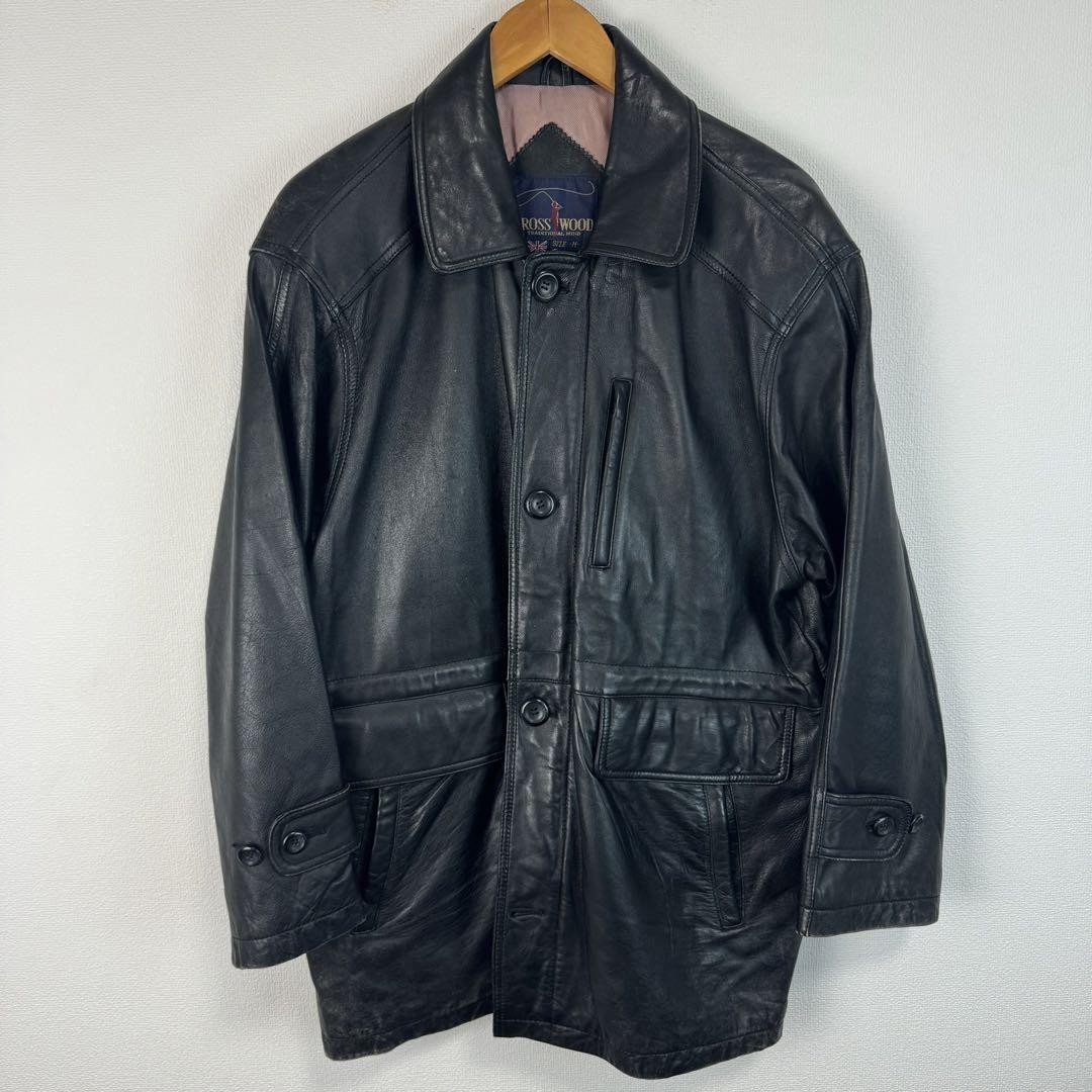 90s Vintage Black Leather Jacket Coat for Street Style