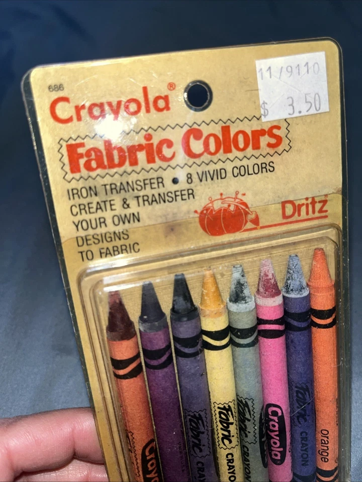 Vintage 1987 Dritz Crayola Fabric Colors 8 vivid colors UNOPENED - Iron Transfer - Image 3 of 4
