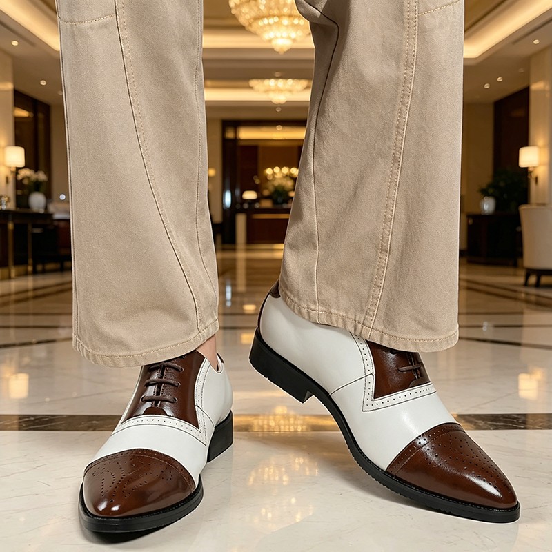 Hombres Cuero Punta Punta Punta Punta Negocios Formales Oxfords Tacones Bajos Zapatos de Vestir Con Cordones Nuevos