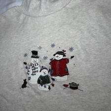 Vtg Croft & Barrow Womens Snowman Turtleneck 90's Y2K Size Medium Winter Holiday