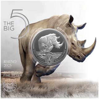 1 Oz Silber BU Blister Nashorn Big Five III Südafrika 2025 Rhino South Africa