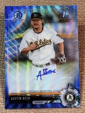 2017 Bowman Chrome 1st BLUE WAVE REFRACTOR PROSPECT ROOKIE AUTO Austin Beck /150