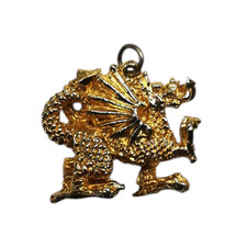 Dragon Pendant Charm Gold Plated Pewter