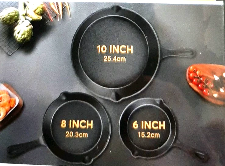 3PCS Cast Iron Skillet Set 6" 8" 10" Heavy Duty Pre-Seasoned Frying Pan Cookware
Opens in a new wind