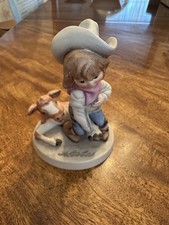 1978 GOEBEL PORCELAIN RODEO COWGIRL ROPING CALF FIGURINE