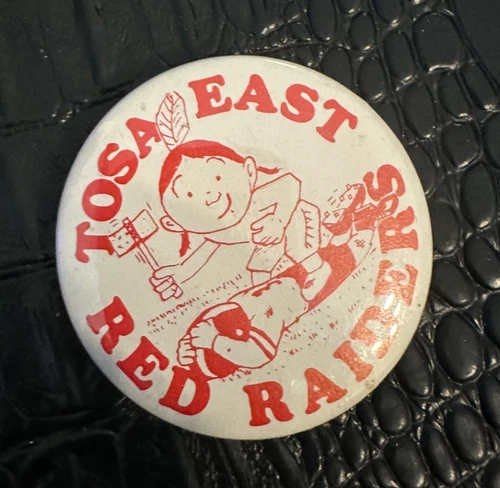 VINTAGE PINBACK BUTTON (66) 2 1/4" WAUWATOSA EAST - WISCONSIN - RED RAIDERS
