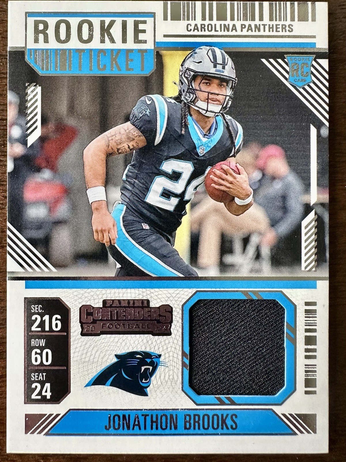 Jonathon Brooks Panini Contenders Rookie Ticket Swatches #RTSJBS Base