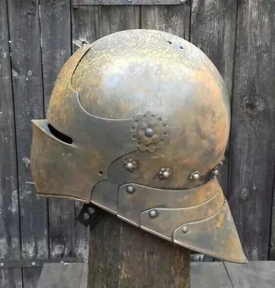 Mittelalterlicher Ritterhelm Deutscher Schallerhelm Stahl Alter Rost Antike Helm - Bild 4 von 4