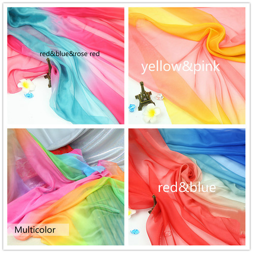 40 Yards Gradient Chiffon Fabric Rainbow Dance Costume Stage DIY Clothes Multi - Picture 1 of 12