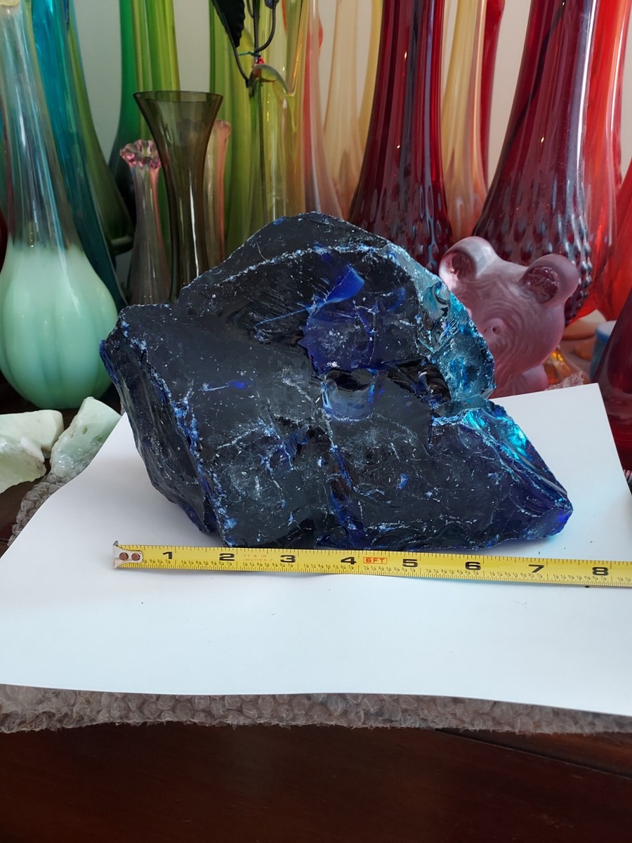 HUGE 7.5 INCH BOULDER Cobalt Blue Slag Glass Rock Cullet | eBay