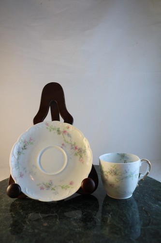 Theodore Haviland Limoges France Pink Flower Demitasse 4 Cup & Saucer Set - Picture 6 of 10