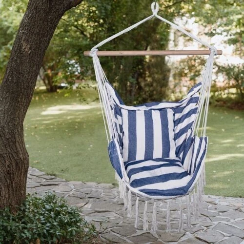 Vonhaus striped hanging garden chair sale