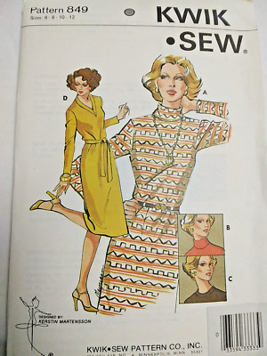Dress Pullover Fitted Knit 6 8 10 12 Kwik Sew 849 Sewing Pattern UC VTG Sheath