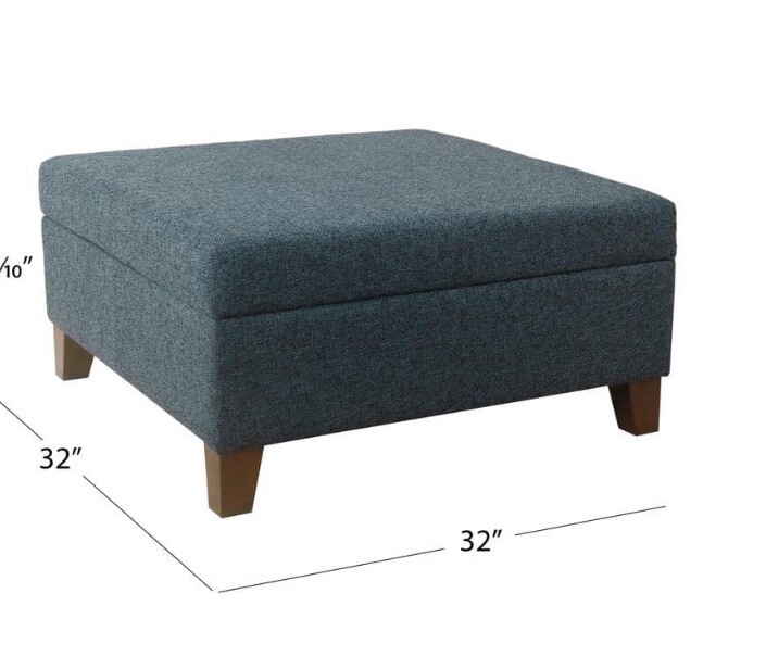 Homepop Storage Ottoman 32" x 15.7" x 32" Polyester Square Textured Navy Finish