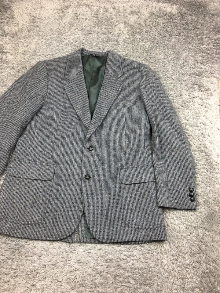 Vtg Pendleton Wool Tweed Blazer Mens Size 44 Gray 2 Wood Buttons Jacket - Image 2 of 4