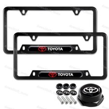 For 2pcs Toyota Black Stainless Steel Metal License Plate Frame