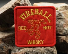 EXTREMELY RARE FIREBALL CANADIAN WHISKEY EMBROIDERED IRON-ON PATCH...
