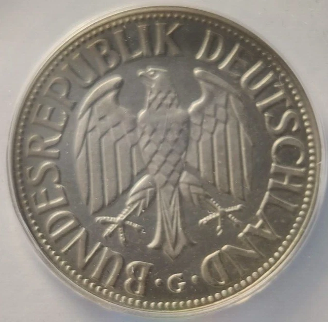 Germany One Mark 1M 1964 G PF63 Cameo by ANACS 368 Minted Proof Coin Rare 3A - Image 4 of 4