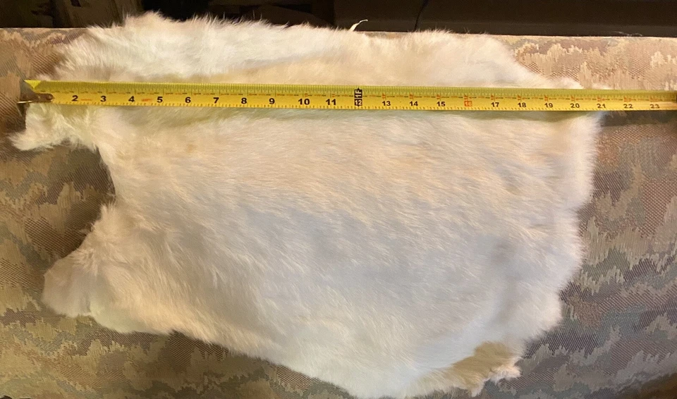 Rabbit Fur Pelt White/Off White Genuine Leather Soft Single Pelt # 1 grade. big - Image 3 of 3