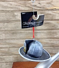 Christmas Shoppe Tree Ornament  Black Metal Fire Fighter Hat Helmet #25 NWT