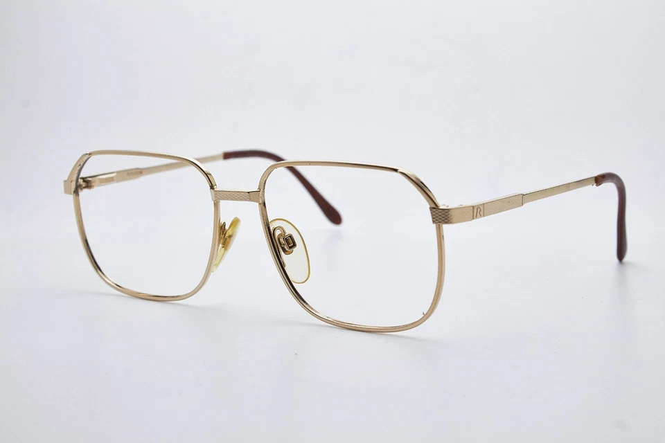 Anteojos vintage años 80 RODENSTOCK gafas de titanio marco cuadrado chapado en oro Foto 3 de 4