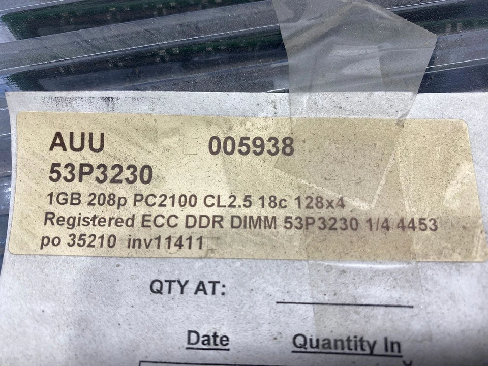 Lot of 12 53P3230 IBM Original 1GB PC2100 DDR 208pin 18c ECC Registered DIMM RAM - Image 3 of 3