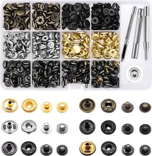 Alritz 120 Set Leather Snap Fasteners Kit, 12.5Mm Metal Button Snaps Press Studs
