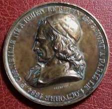 Portrait de Pierre Corneille dramaturge classique médaille par A J Depaulis