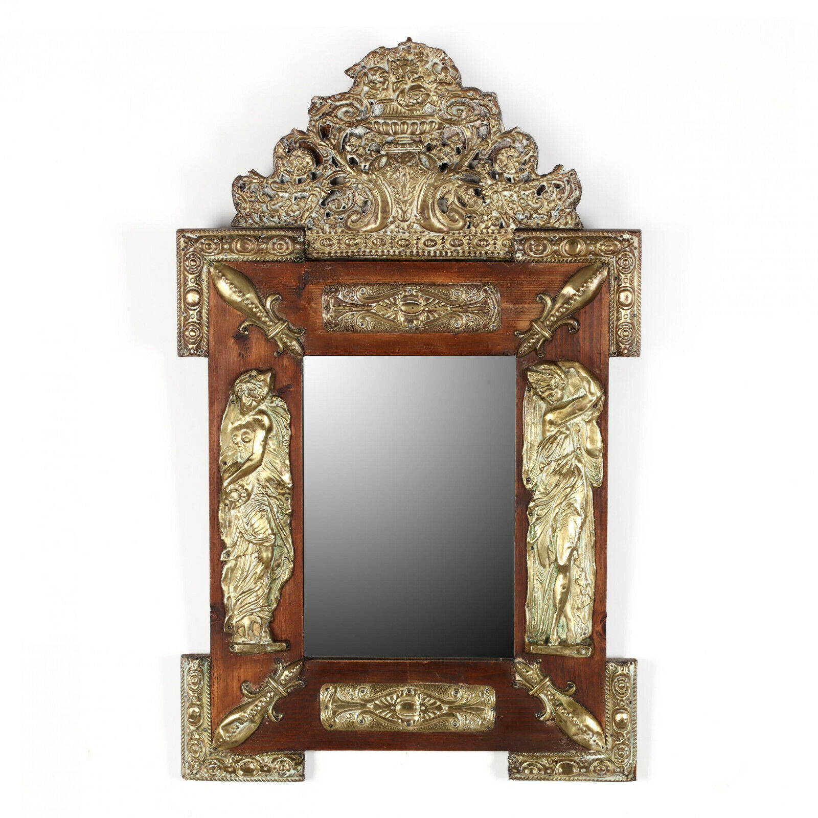  Antique Mirror, Ornate, Continental Repousse, Pine,  1800s, Gorgeous Decor!