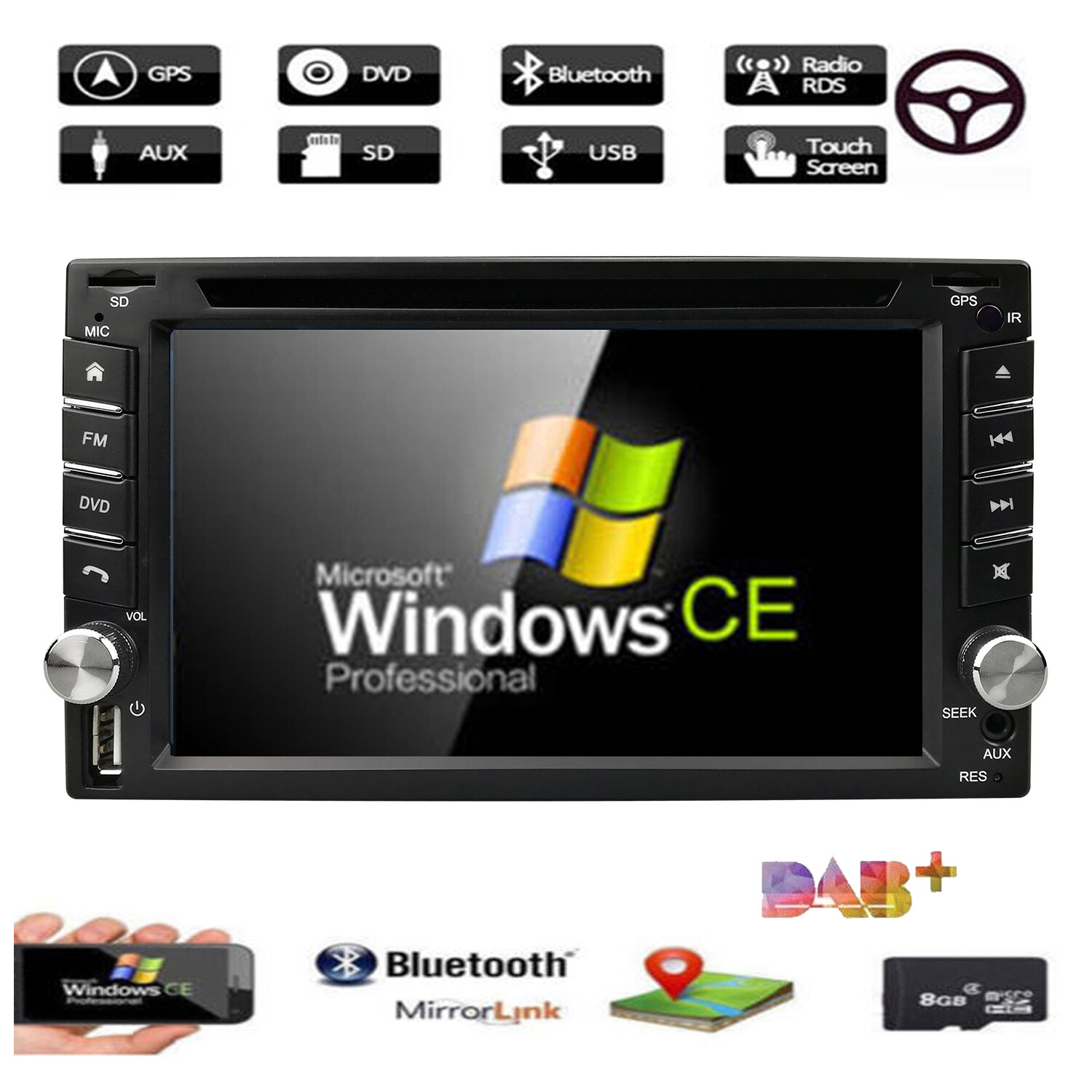 WINCE AUTORADIO mit Navigation NAVI BLUETOOTH USB GPS 2 doppel DIN DAB Free MAP