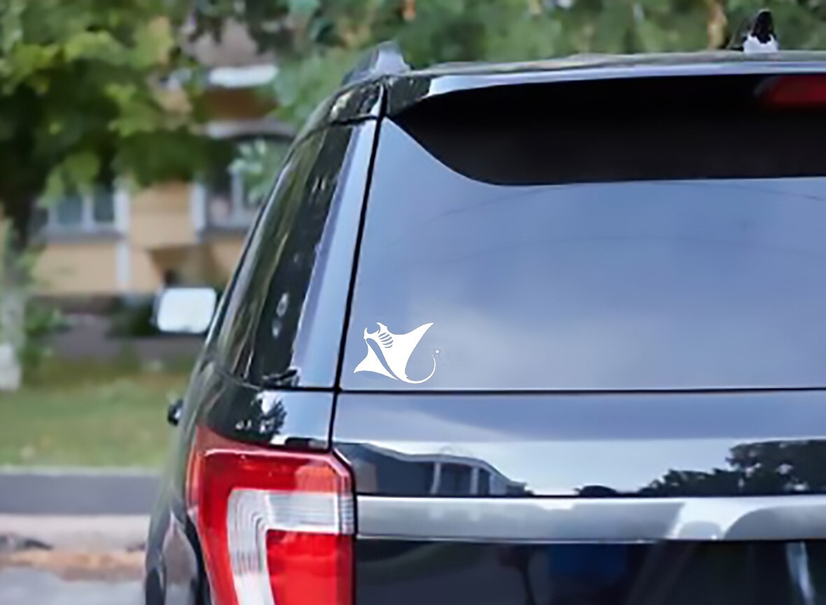 MANTA RAY STYLE DECAL STICKER WHITE COOL SEA STINGRAY SHARK | eBay