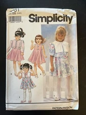 Simplicity Sewing Pattern Dress Jacket 5 6 6X Childs New Uncut 7701 Vintage