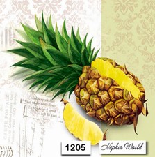 (1205) TWO Individual Paper Luncheon Decoupage Napkins - PINEAPPLE FRUIT FRESH