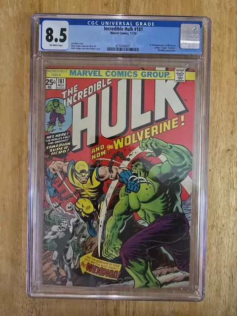 LIVE Incredible Hulk #181 CGC 8.5 - 1st Full Appearance of Wolverine - Marvel