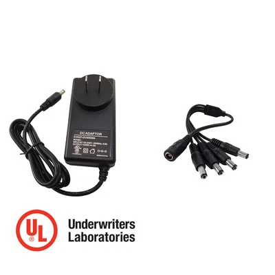 EVERTECH 12V DC 3amp 3 Amper 3000mA Power Supply Adapter 1to 4 Splitter CCTV Camera UL 3A